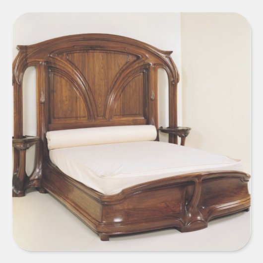 Jugendstilbett, 1900 quadratischer aufkleber (Vorderseite)