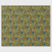 Jugendstilblau und orange Blume im Weinbergbau Geschenkpapier (Flach)