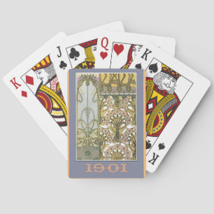 Jugendstilblumen Alphonse Mucha Floralkunst Spielkarten