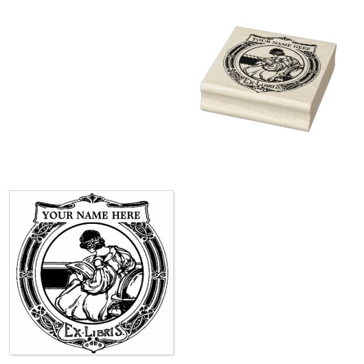 Jugendstilbücher Rund um Ex Libris Vorlage Gummistempel (Stempel)
