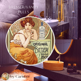 Jugendstildame mit Bitters Flasche Keramikknauf