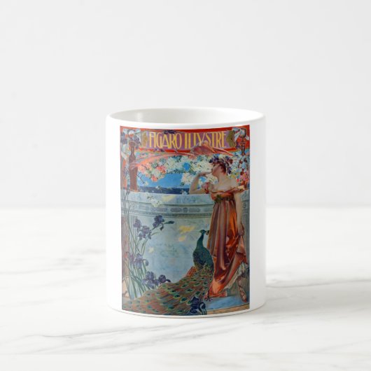 Jugendstildame mit Pfau Kaffeetasse (Mittel)