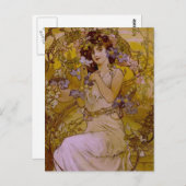 Jugendstilfrau mit Clematis Postkarte (Vorne/Hinten)