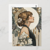 Jugendstilfrau Postkarte (Vorne/Hinten)