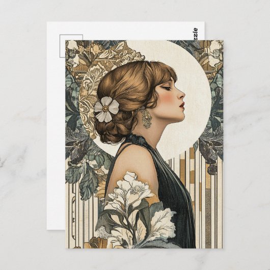 Jugendstilfrau Postkarte (Vorne/Hinten)