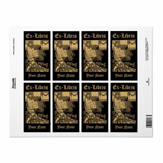 Jugendstilfrau & Rose Ex Libris Vorlage (Vorne)