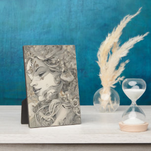 Jugendstilfrau Vintag Inspiriert Portrait Fotoplatte