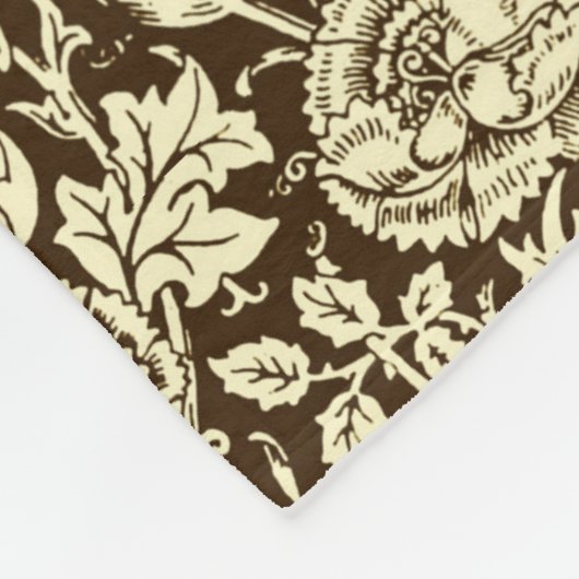 Jugendstilgarni Damask, Braun und Creme Fleecedecke (Ecke)