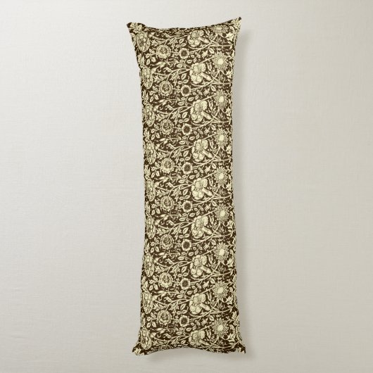 Jugendstilgarni Damask, Braun und Creme Seitenschläferkissen (Rückseite (Vertikal))