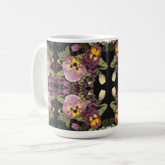 Jugendstilgarten Stiefmütterchen Kaffeetasse (Vorderseite Links)