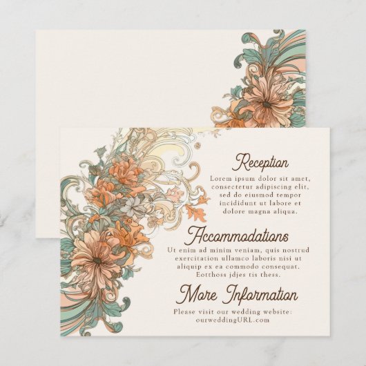 Jugendstilhochzeit Begleitkarte (Vorne/Hinten)