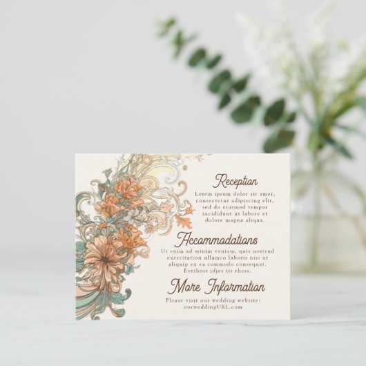 Jugendstilhochzeit Begleitkarte (Stehend Vorderseite)