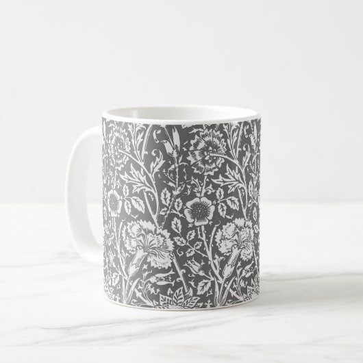 Jugendstilkarnation Damask, grau/grau Kaffeetasse (Vorderseite Links)