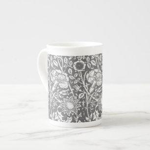 Jugendstilkarnation Damask, grau/grau Porzellantasse