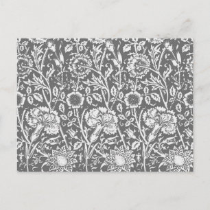 Jugendstilkarnation Damask, grau/grau Postkarte
