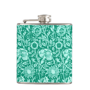 Jugendstilkarnation Damask, Türkis Flachmann