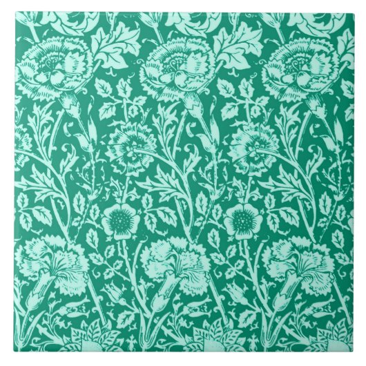 Jugendstilkarnation Damask, Türkis Fliese (Vorderseite)