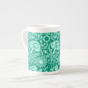 Jugendstilkarnation Damask, Türkis Porzellantasse