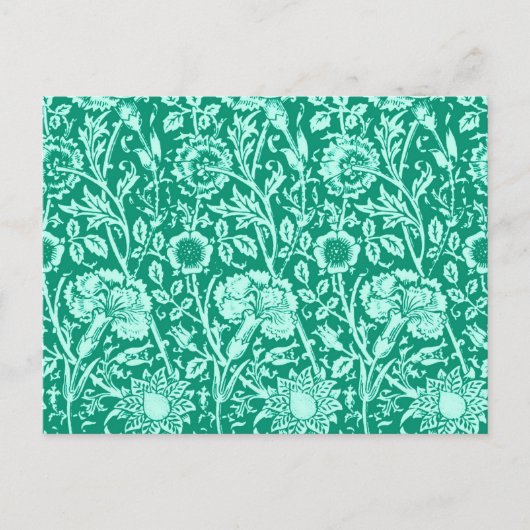Jugendstilkarnation Damask, Türkis Postkarte (Vorderseite)