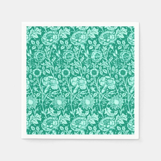 Jugendstilkarnation Damask, Türkis Serviette (Vorderseite)