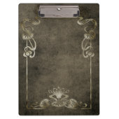 Jugendstilleder-Look eleganter goldbrauner Lotus Klemmbrett (Vorderseite)