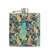 Jugendstilpfauendruckerei, Türkis & Neutral Flachmann (Vorderseite)