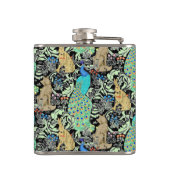 Jugendstilpfauendruckerei, Türkis & Neutral Flachmann (Rückseite)