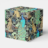 Jugendstilpfauendruckerei, Türkis & Neutral Geschenkschachtel (Rückseite)