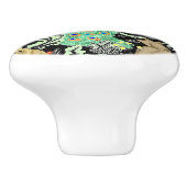 Jugendstilpfauendruckerei, Türkis & Neutral Keramikknauf (Seitenansicht)