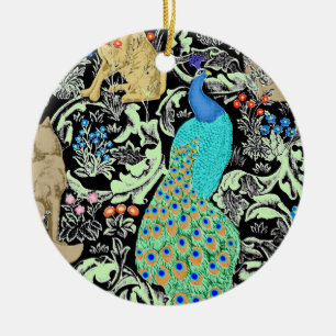 Jugendstilpfauendruckerei, Türkis & Neutral Keramikornament