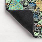 Jugendstilpfauendruckerei, Türkis & Neutral Mousepad (Ecke)