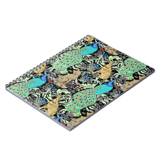 Jugendstilpfauendruckerei, Türkis & Neutral Notizblock (Linke Seite)