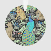 Jugendstilpfauendruckerei, Türkis & Neutral Ornament (Vorderseite)