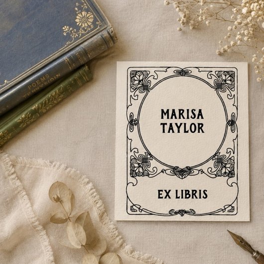 Jugendstilrahmen Exlibris Gummistempel