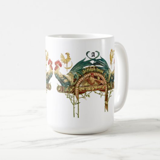 Jugendstilroster und Hühner Kaffeetasse (VorderseiteRechts)