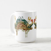 Jugendstilroster und Hühner Kaffeetasse (Vorderseite Links)