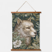 Jugendwolf in den Blätter Wandteppich Mit Holzrahmen (Vorderseite)