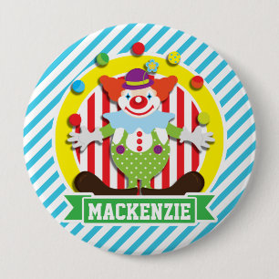 Juggling Big Top Circus Clown; Blaue Streifen Button