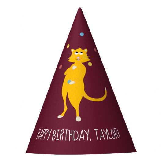 Juggling Cartoon Cat Personalisiert Jugglers Partyhütchen (Vorderseite)