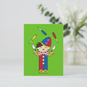 Juggling Circus Clown Green Postcard Postkarte (Stehend Vorderseite)