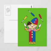 Juggling Circus Clown Green Postcard Postkarte (Vorne/Hinten)