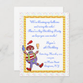 Juggling Clown zum Geburtstag Einladung (Vorne/Hinten)