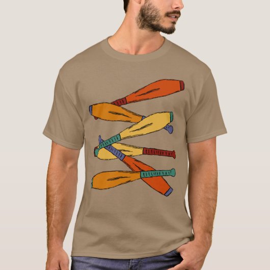 Juggling Clubs Collage Graphic T-Shirt (Vorderseite)