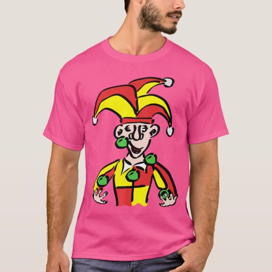 Juggling Jester Joker Clown T-Shirt (Vorderseite)