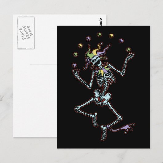 Juggling Jester Skeleton Postkarte (Vorne/Hinten)