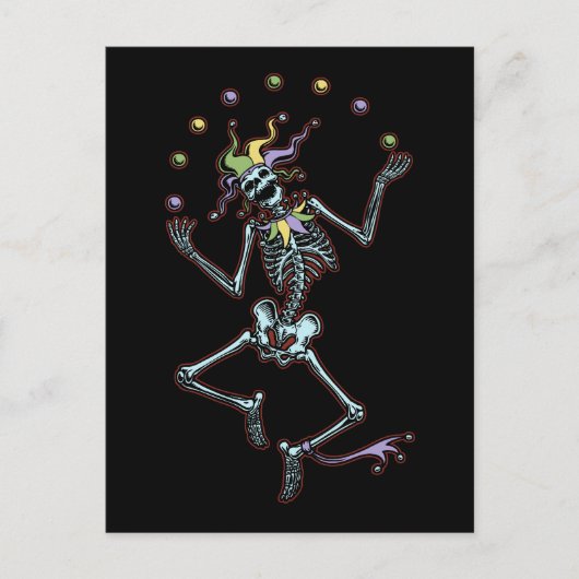 Juggling Jester Skeleton Postkarte (Vorderseite)
