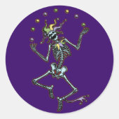 Juggling Jester Skeleton Runder Aufkleber (Vorderseite)