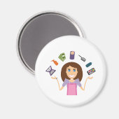 Juggling-Mama (Brünett) Magnet (Vorderseite/Rückseite)