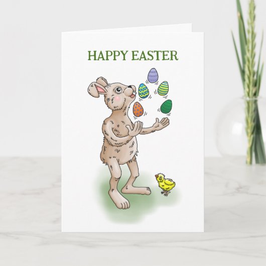 Juggling Oaster Bunny Feiertagskarte (Vorderseite)