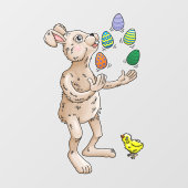 Juggling Oaster Bunny Fensteraufkleber (Blatt)